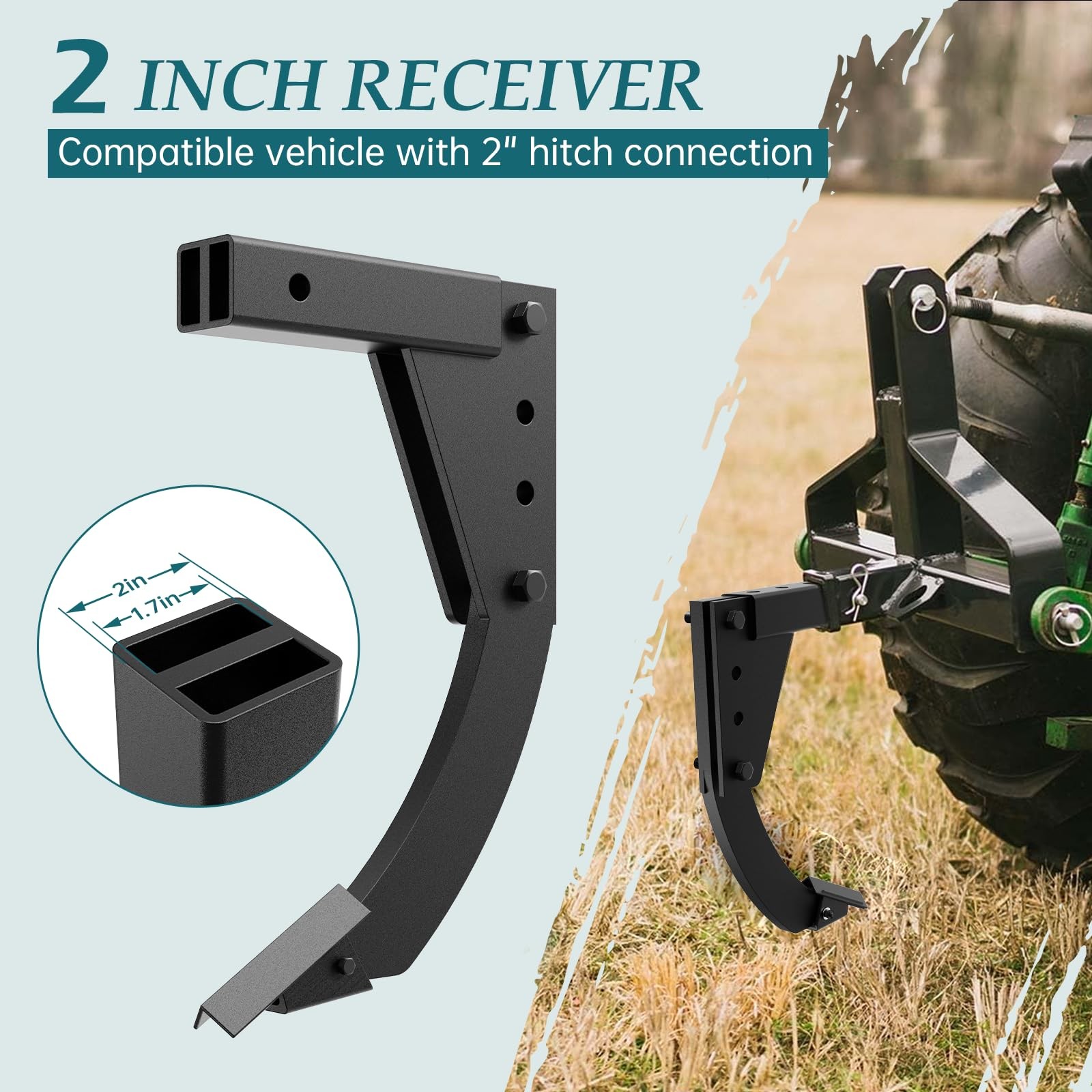 Hitch Mounted Trench Digger, 3 Point Ripper with 16&Prime; Trenching Shank Plow, He…