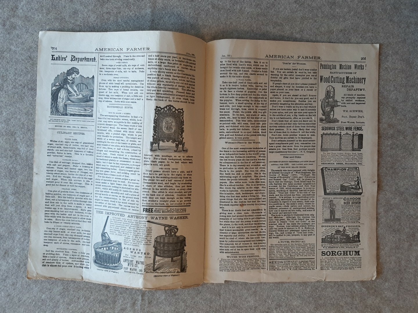 Jan. 1888 AMERICAN FARMER Magazine Fort Wayne Indiana No. 1 Vol. 8 Galloway Bull