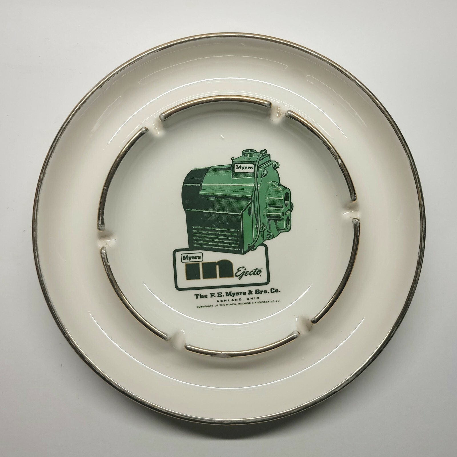 FE Myers & Bro. Co. Ejecto Ashtray VERY RARE! Vintage