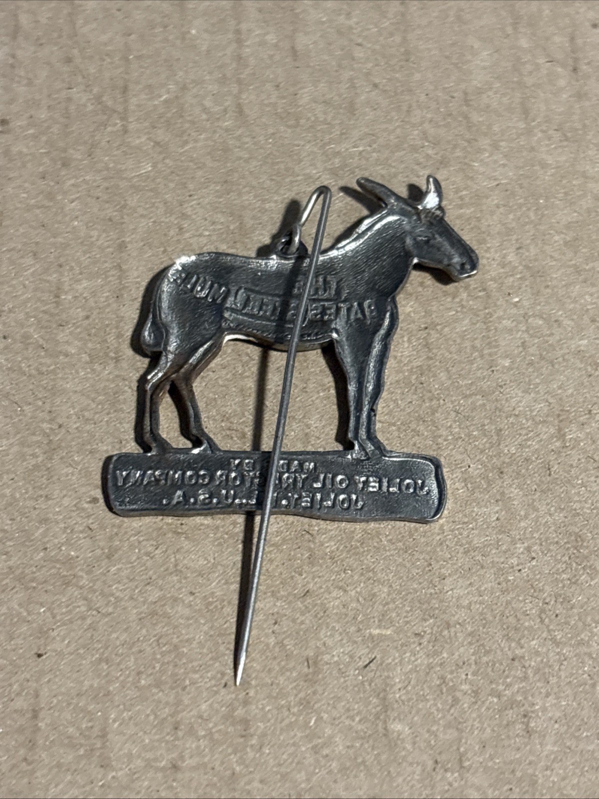 Rare Bates Steel Mule Joliet Oil Tractor Co. Stick Pin Joliet Illinois
