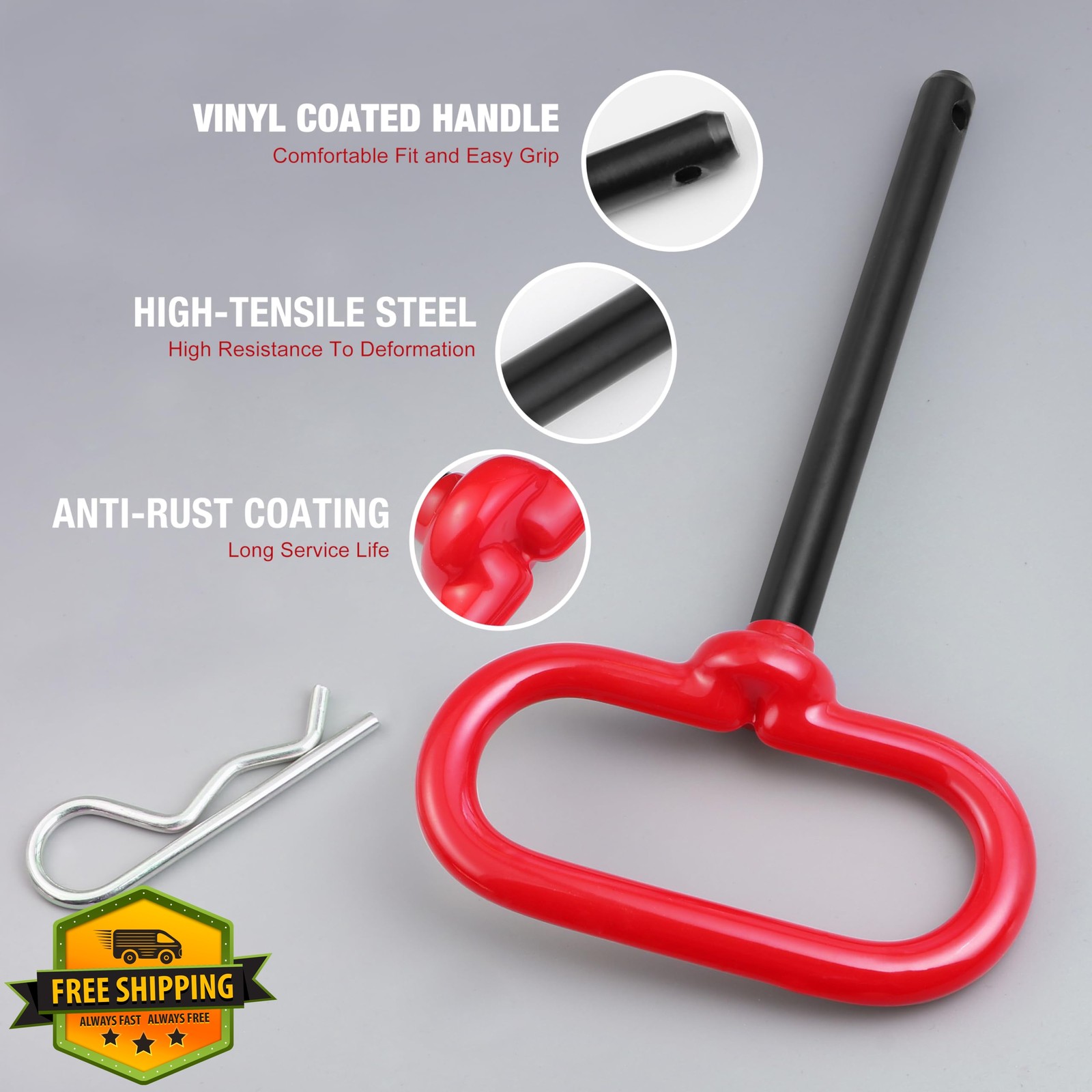 Jamiikury Trailer Hitch Pin 3/8 x 4 Inch Red
