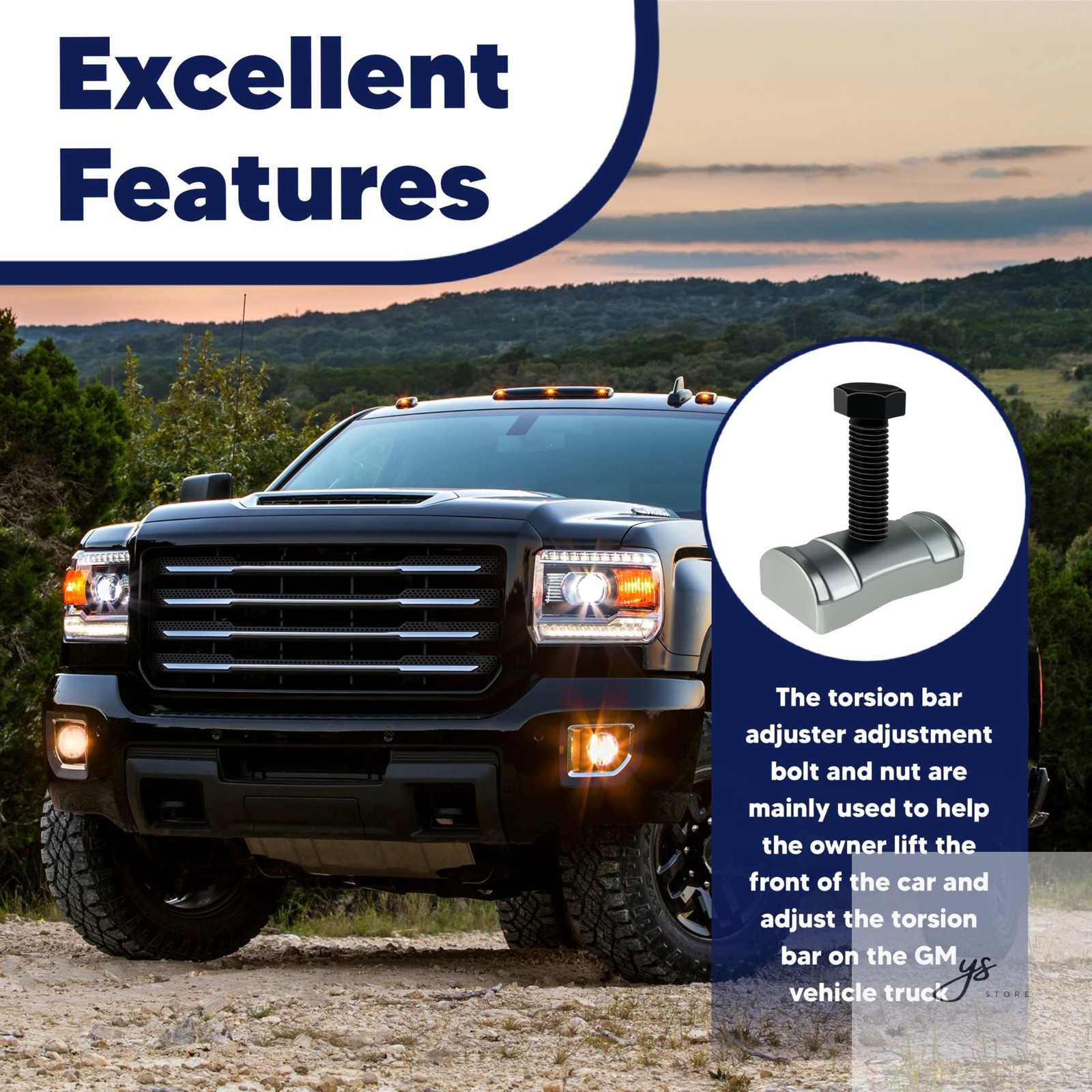 Torsion Bar Adjustment Bolt and Lock Nut Fit for Chevrolet Silverado Tahoe GMC