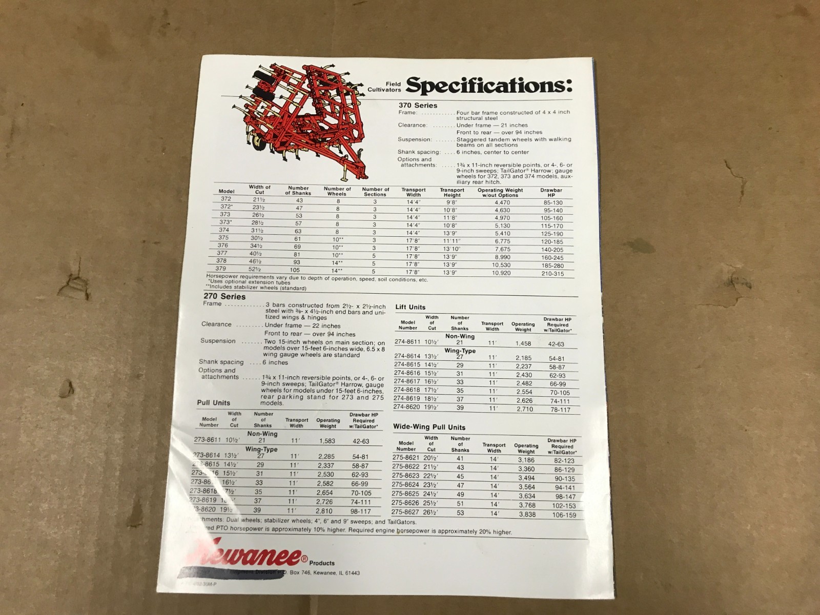 Vintage Kewanee Field Cultivators Salesman Brochure