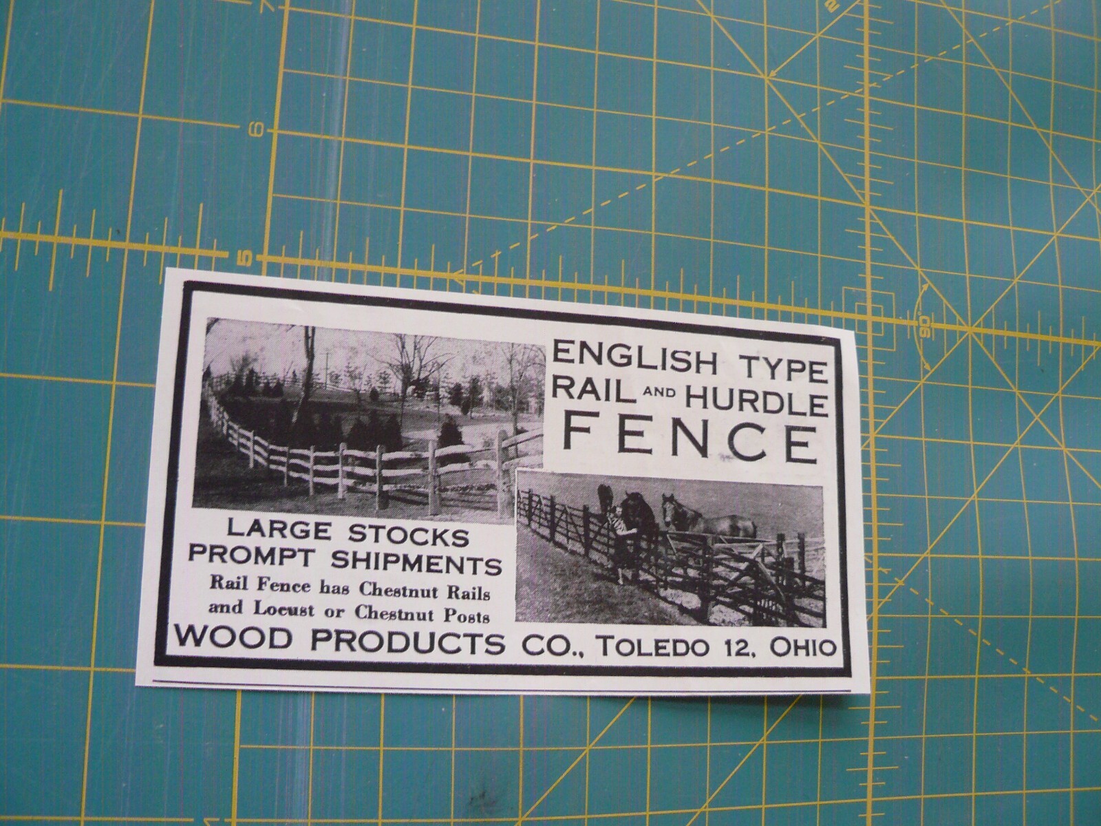 THE FARM QRTLY- Aug 1949 -ad- WOOD PRODUCTS -ENGLISH TYPE RAIL FENCE/ Toledo, OH