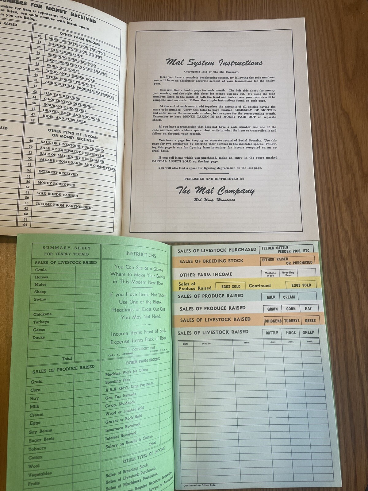 2- 1952 Farm & Livestock Record Book DELFT COOP ELV Northrup King Smith Douglass
