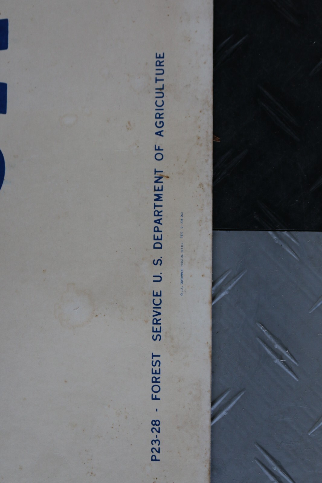 Vintage 1977 U.S. Department of Agriculture 44&Prime; x 16&Prime; cardboard sign snowmobile