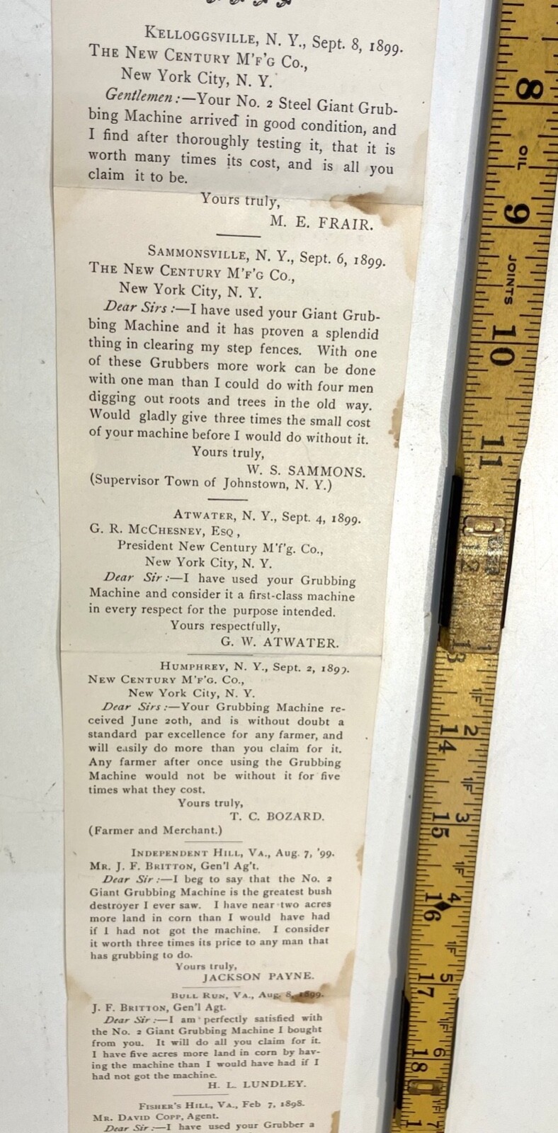 1898 advertising FARM TOOL steel giant grubbing machine NEW CENTURY MFG AGRICULT