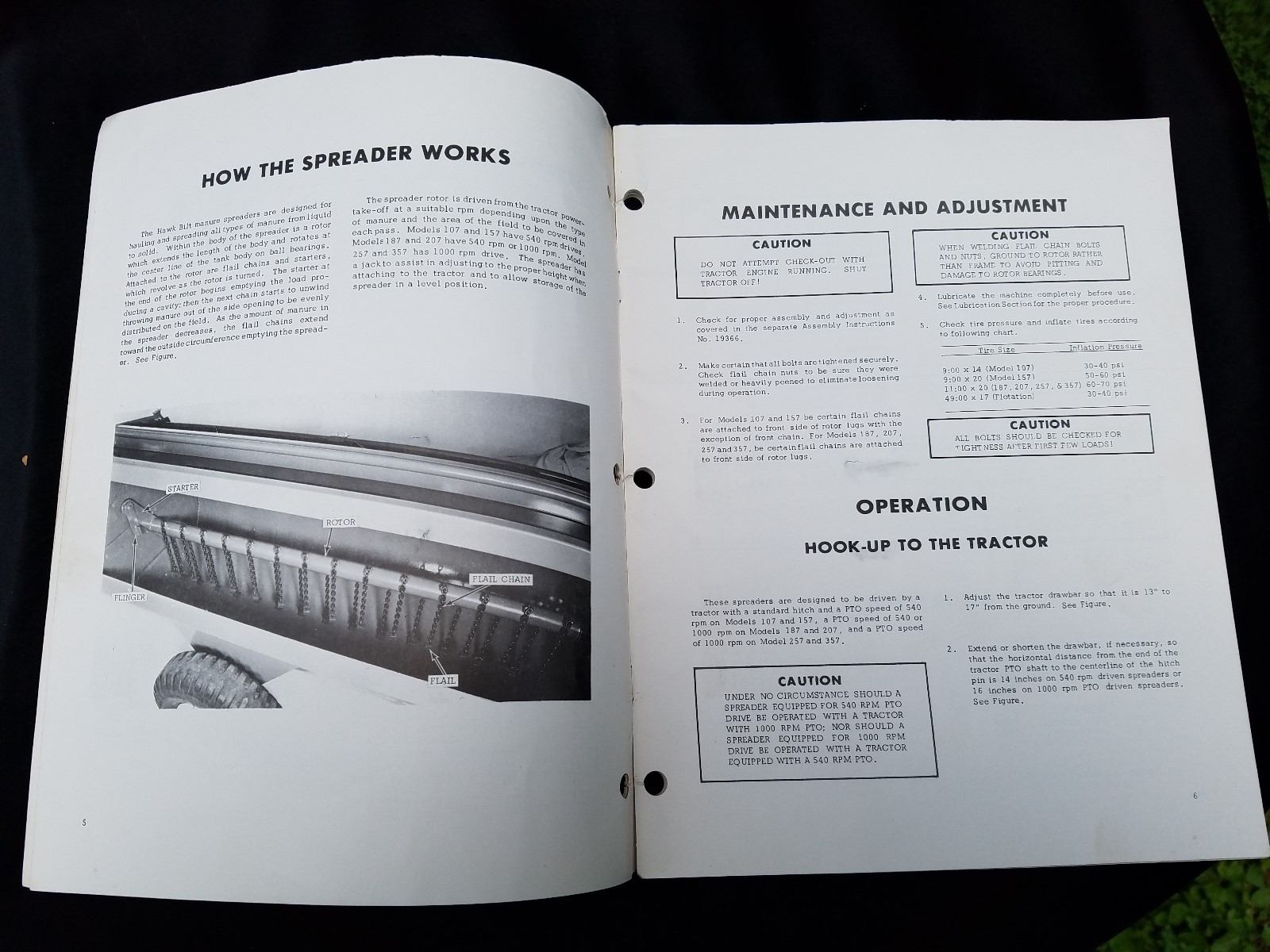 1975 Owner&rsquo;s Manual HAWK BILT Manure Spreaders SS 400 Hawk Bilt Co Vinton Iowa