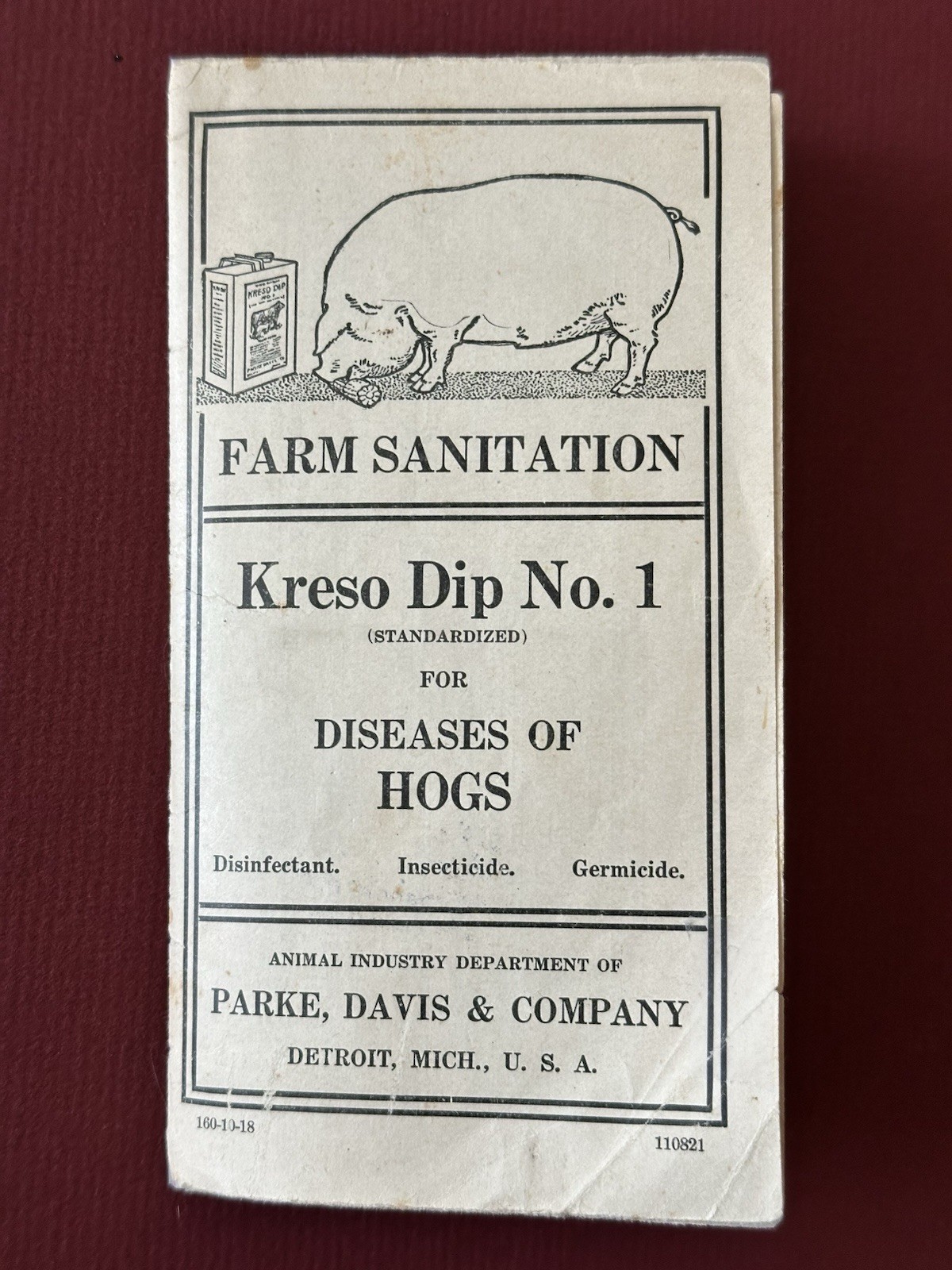 Vintage 1918 Kreso Dip No. 1 Brochure, Farm Sanitation, Etc., Parke, Davis & Co.