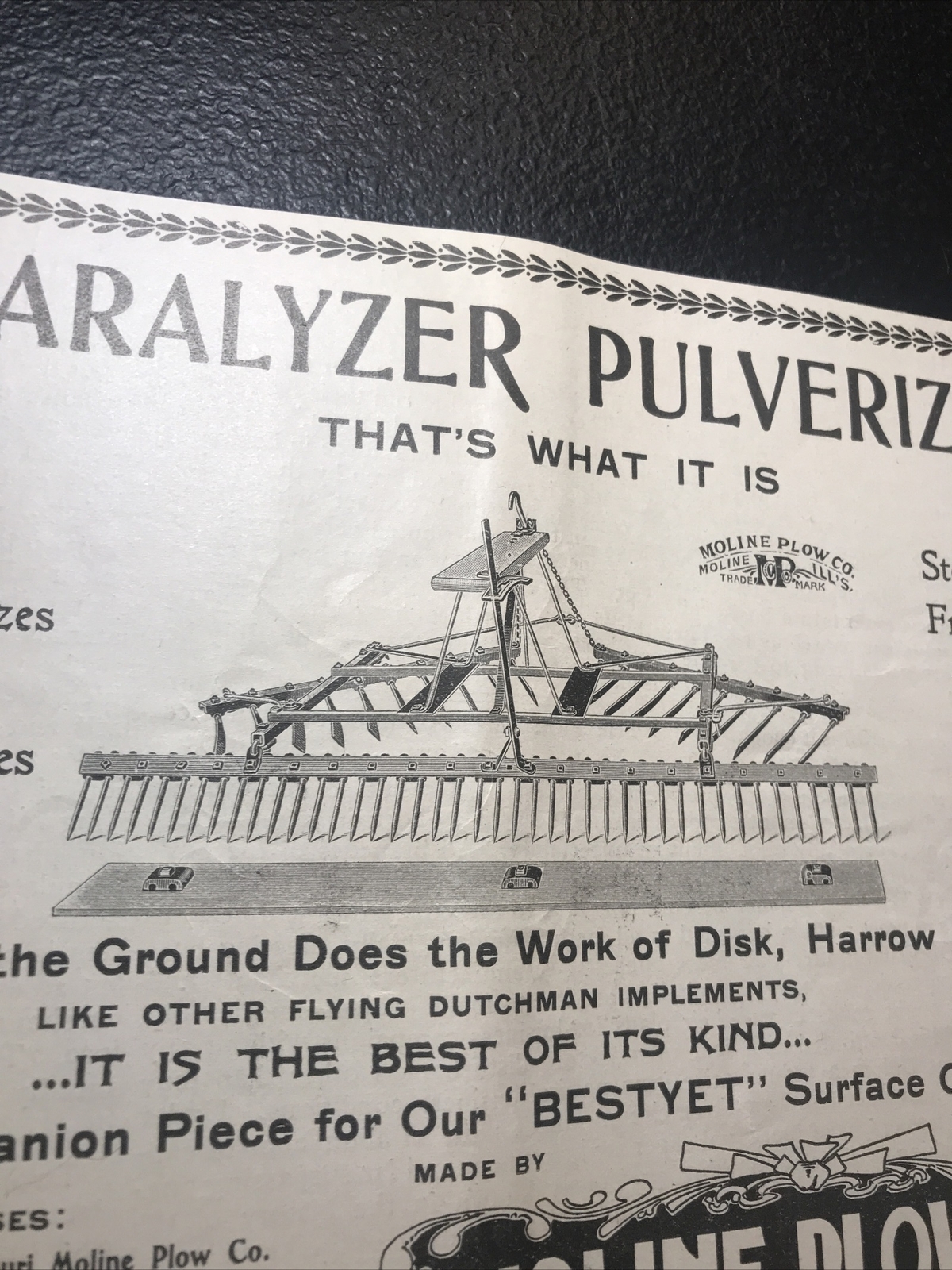 ORIGINAL 1900 Moline Plow Co. Farm Advertising – Moline – Illinois