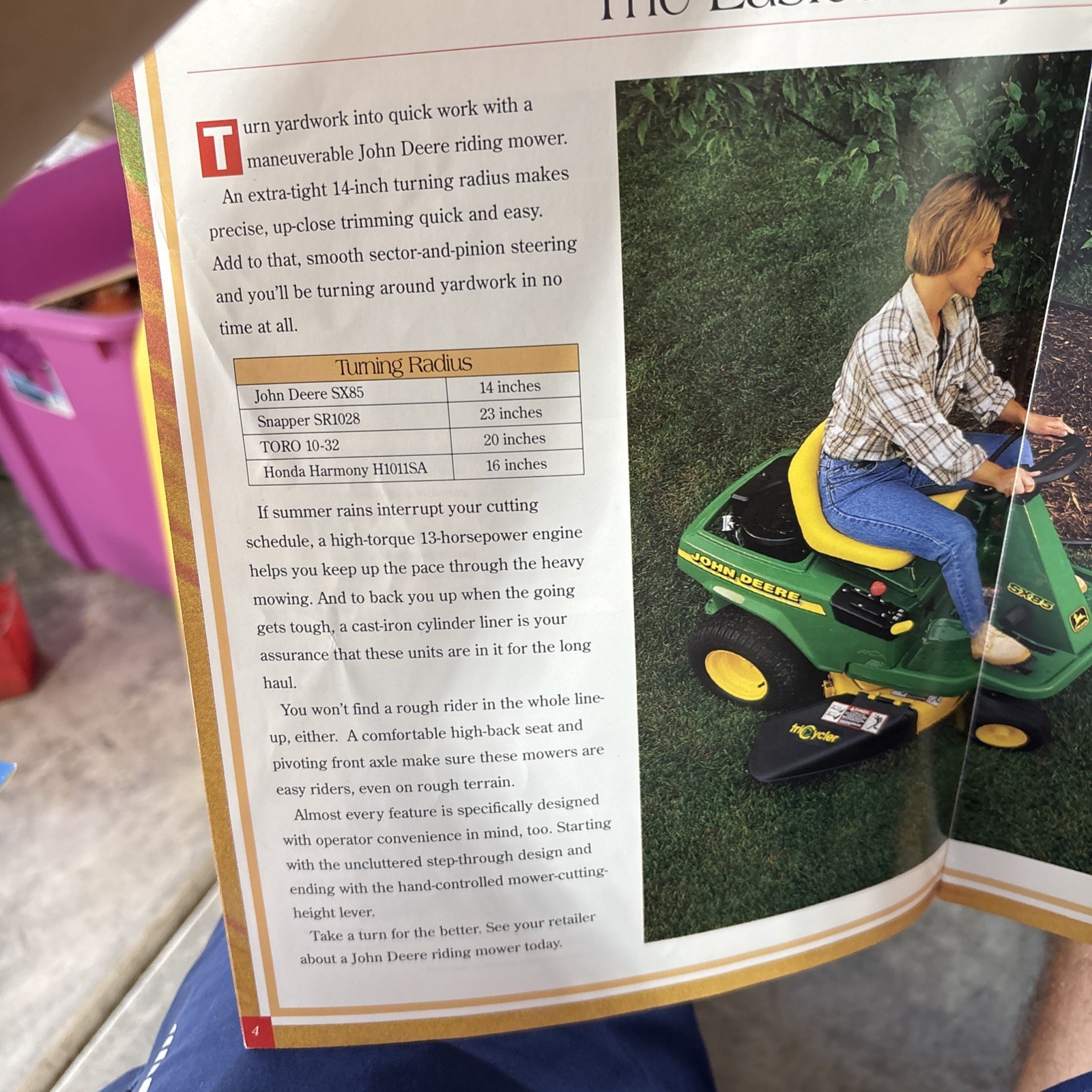 John Deere Lawn Tractor Front Mower Walk Behinds for 1996 Brochure FCCA