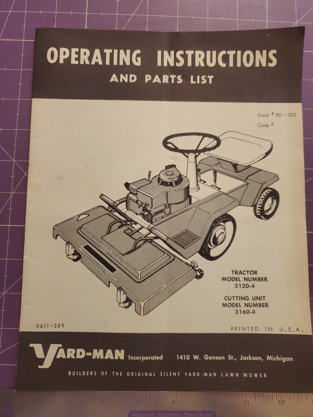 1960s Model 3120-4 Yard-Man Riding Lawn Mower Operating Instructions & Part List