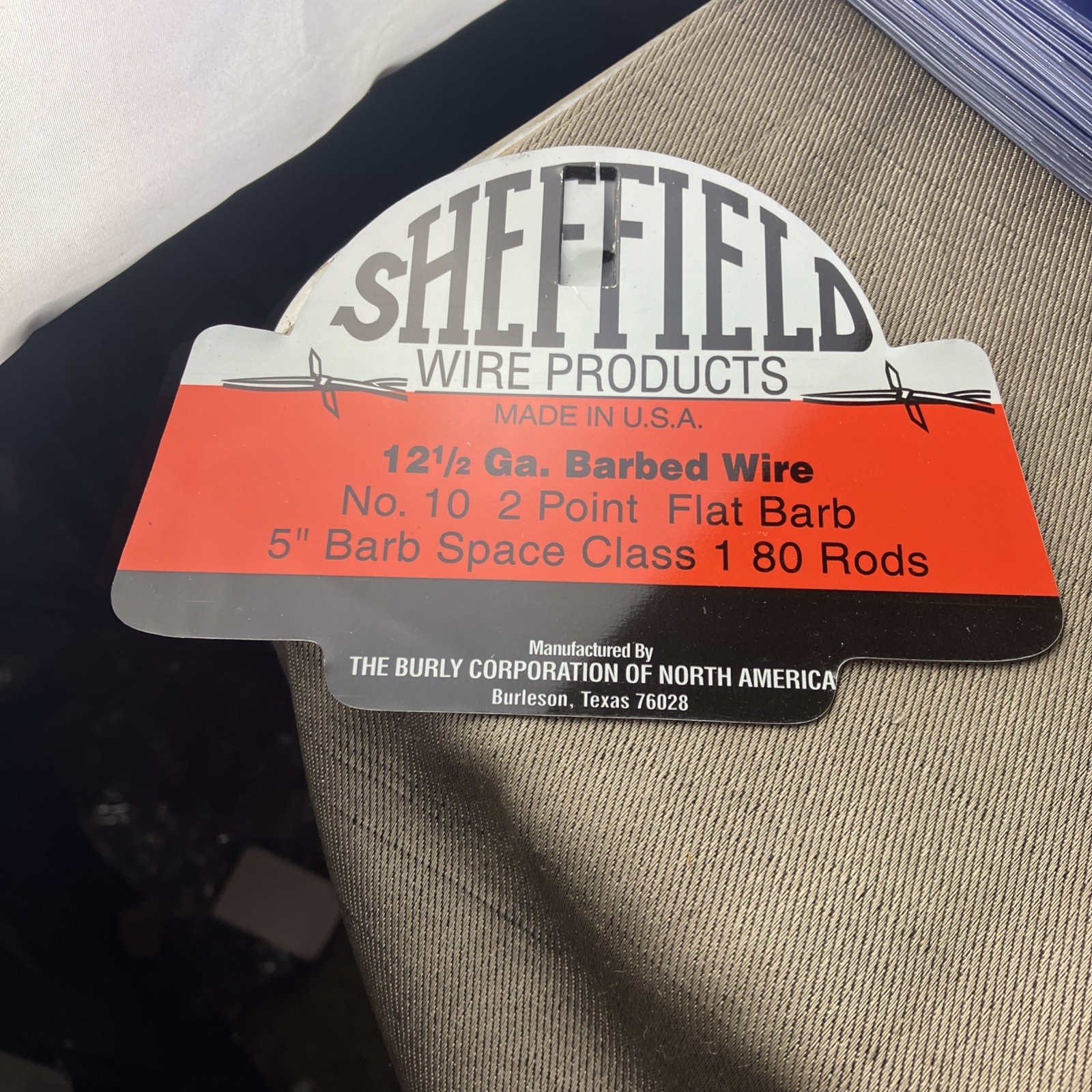 Vintage Sheffield Fence Metal Sign SHEFFIELD WIRE PRODUCTS MADE IN USA 6”unused