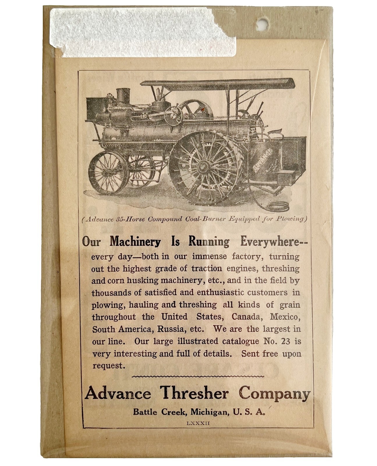 Advance Thresher Coal Powered Farm Plow 1894 Victorian Advertisement DWY1B