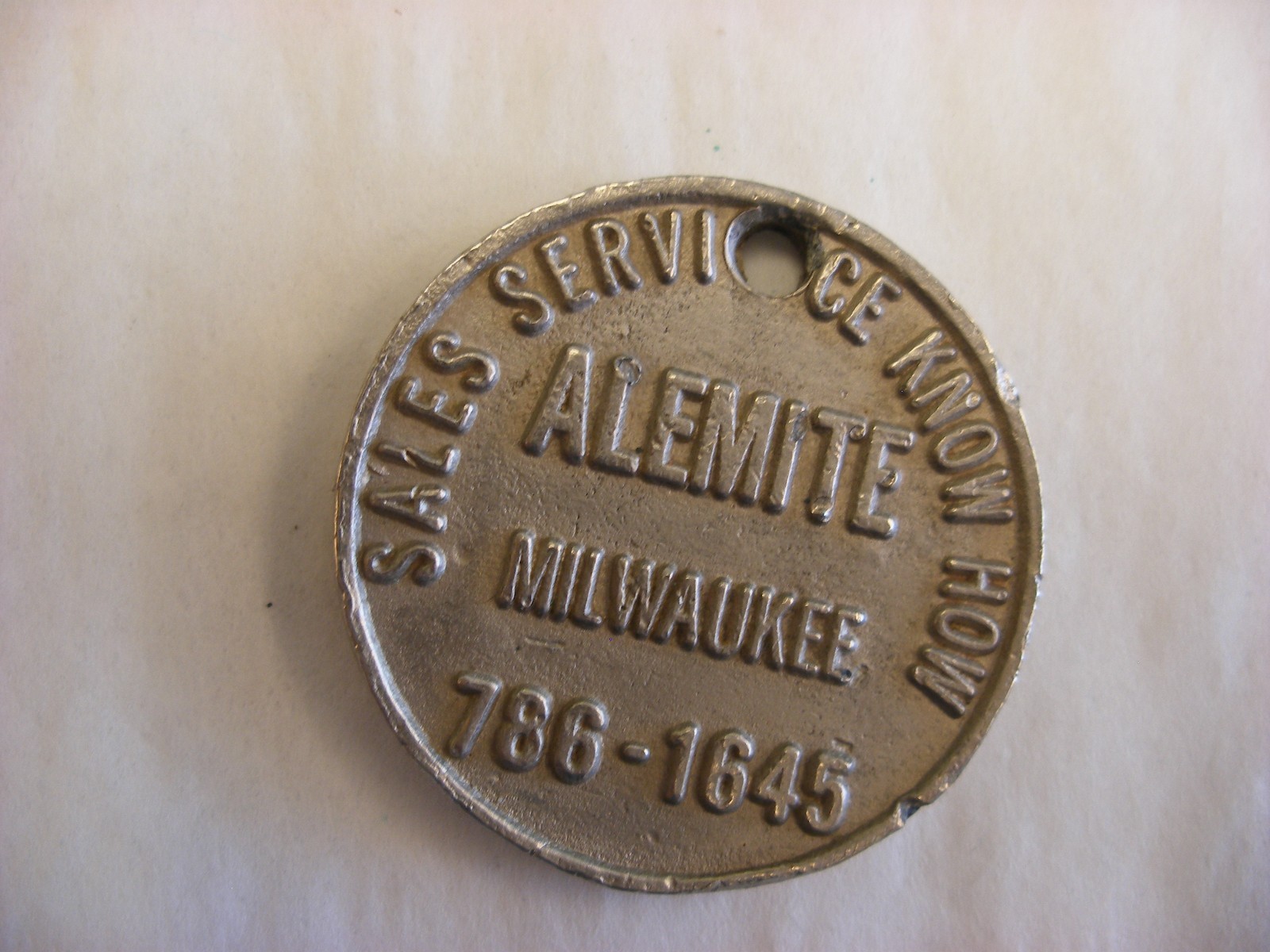 Vintage Advertising Token or Key FOB Alemite Milwaukee Wisconsin WI