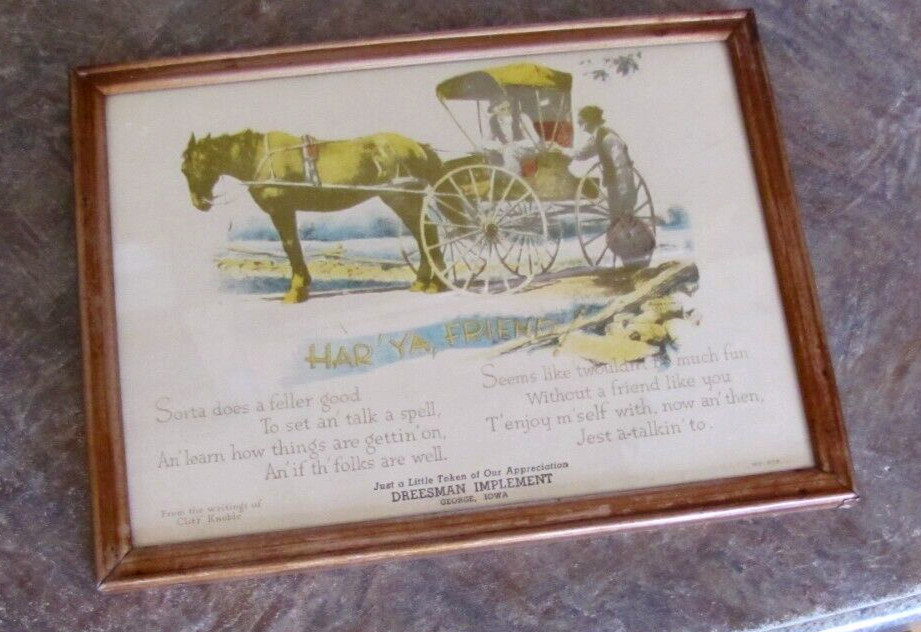Rare Vintage Advertising Picture Dreesman Implement George Iowa Horse & Buggy