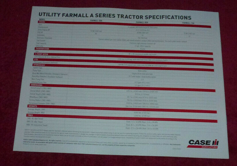 Case III Utility Farmall A Series Tractors Brochure Booklet