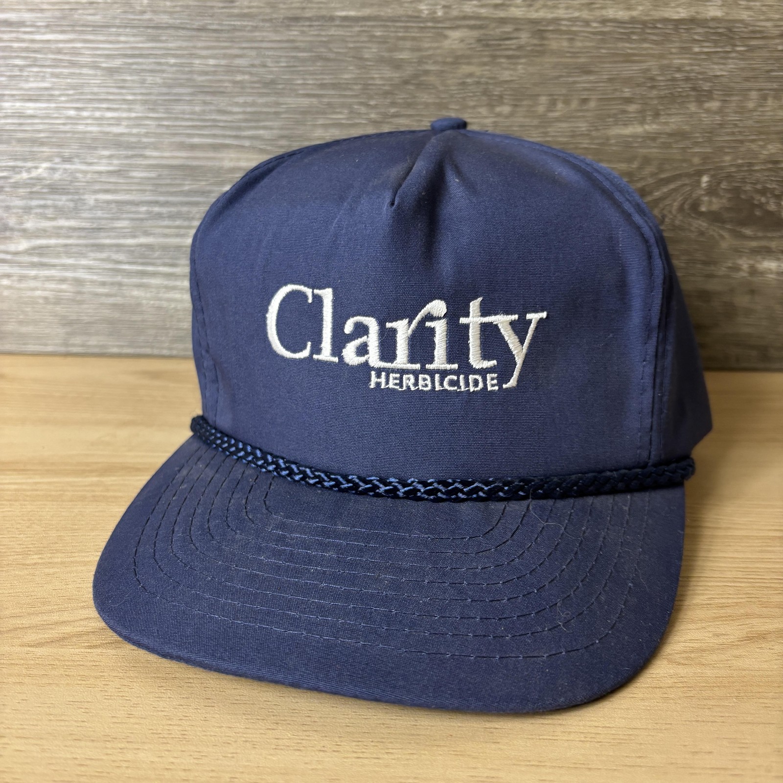 Vintage Clarity Herbicide Strap Back Hat Nissin USA Adjustable Cap 90s Rope Trim