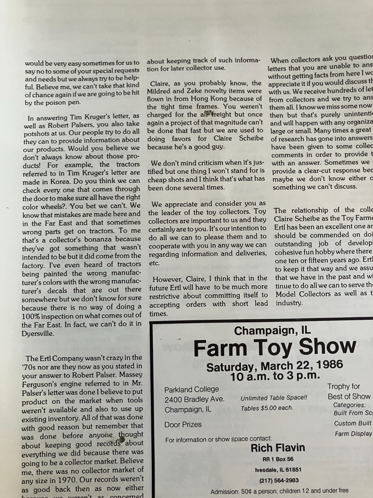 Vintage The Toy Farmer Magazine Lot of 6: Sept 1985 + January-May 1986
