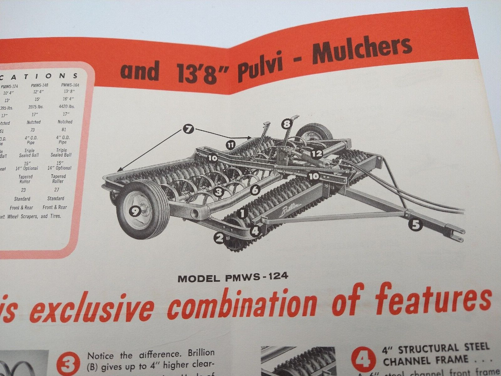VTG 1960s BRILLION IRON WORKS Pulvi Mulchers Brochure Farm Tools