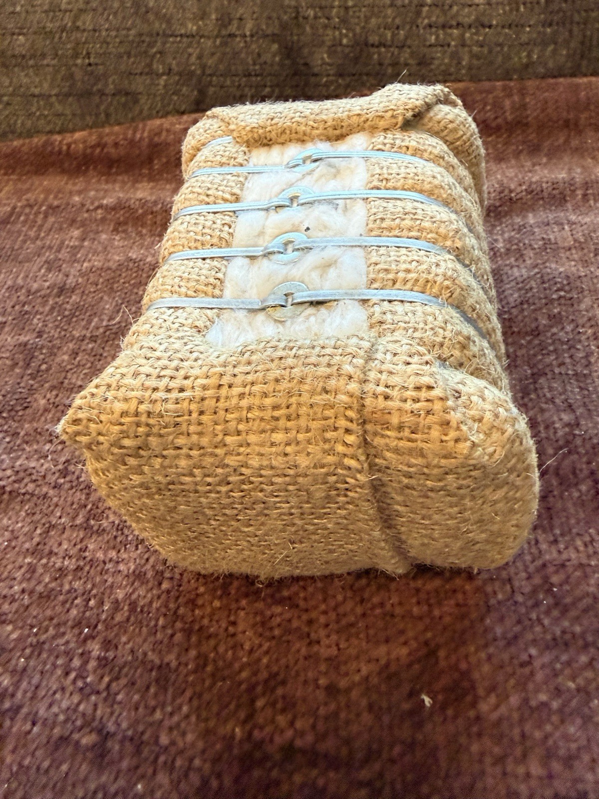 Vintage Souvenir Mini Real Cotton Bail In Burlap