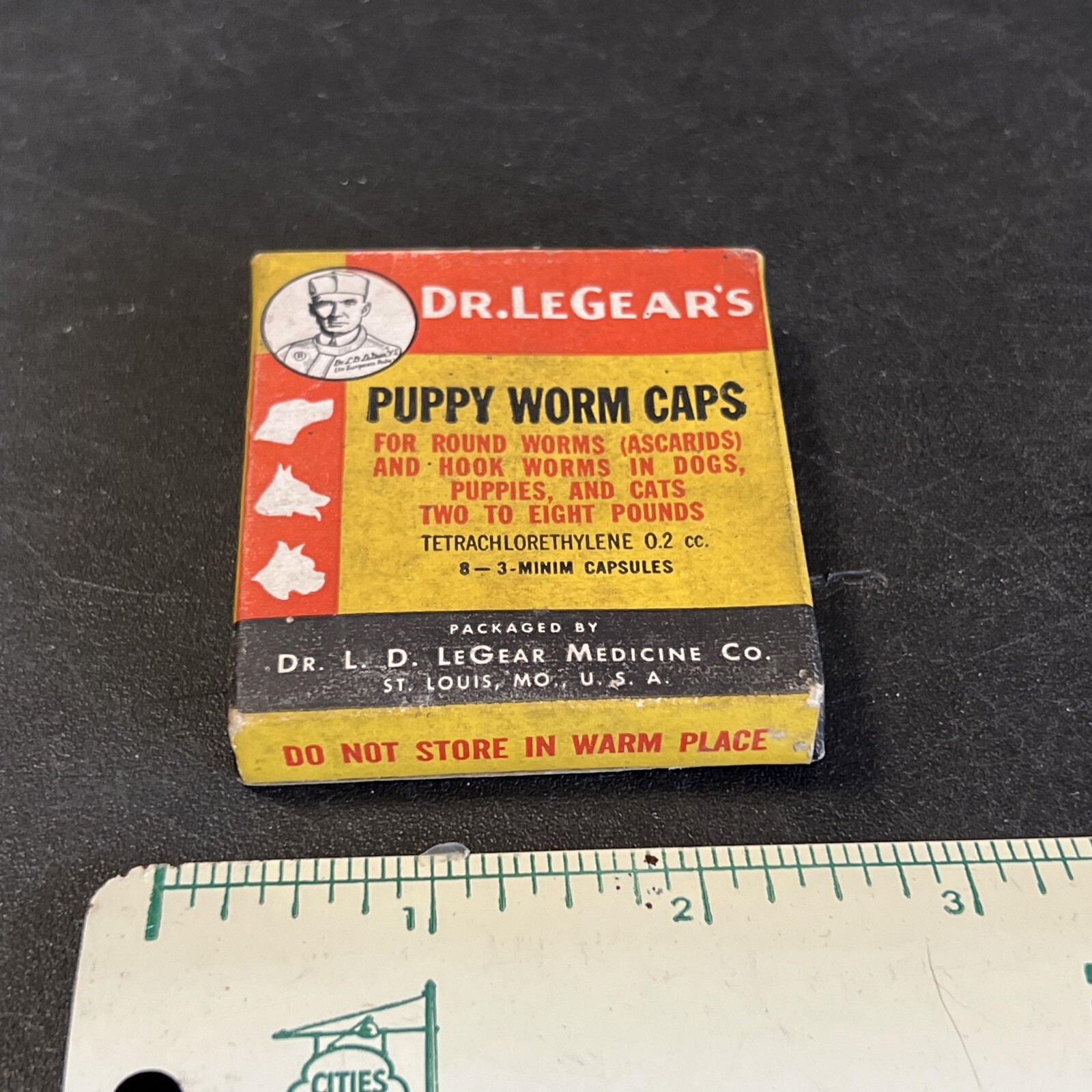 Vintage Dr. LeGear’s Puppy Worms Caps Box