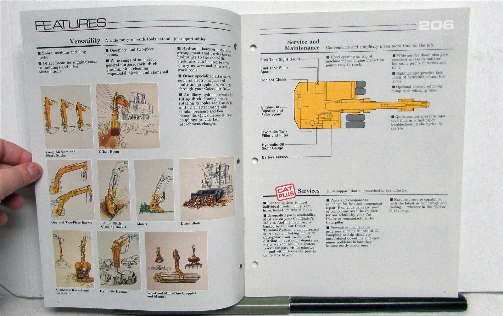 1989 Caterpillar 206 Excavator Construction Specifications Sales Brochure