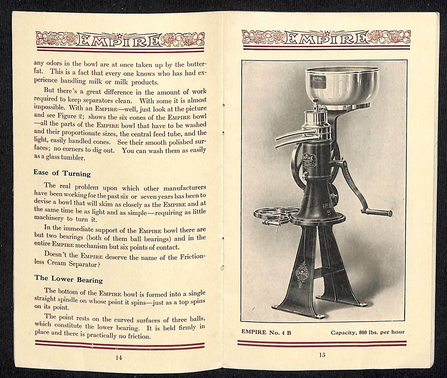 Scarce Empire Line of Cream Separators Catalog 11 Models and Parts 31pp c1910