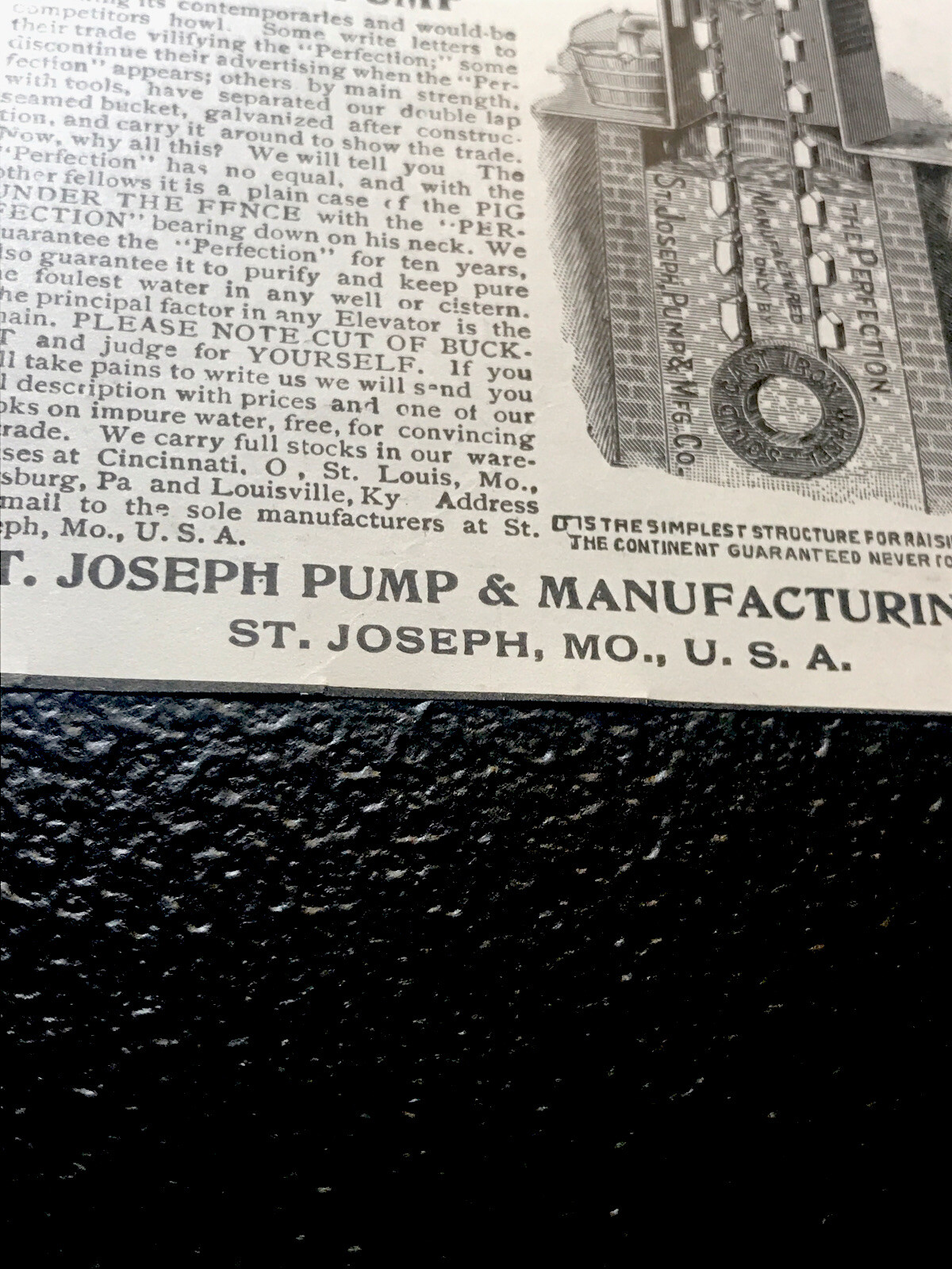 ORIGINAL 1897 St. Joseph Water Pump Farm Advertising – Missouri