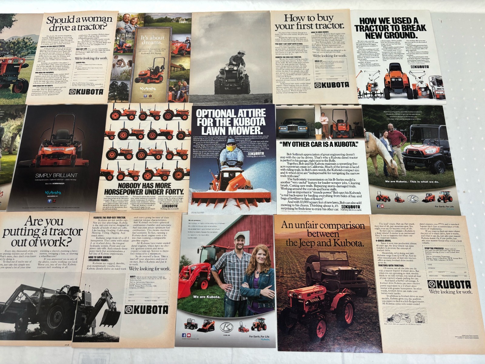 Kubota Equipment 27 Magazine Print Ads 1977 – 2016 Collection