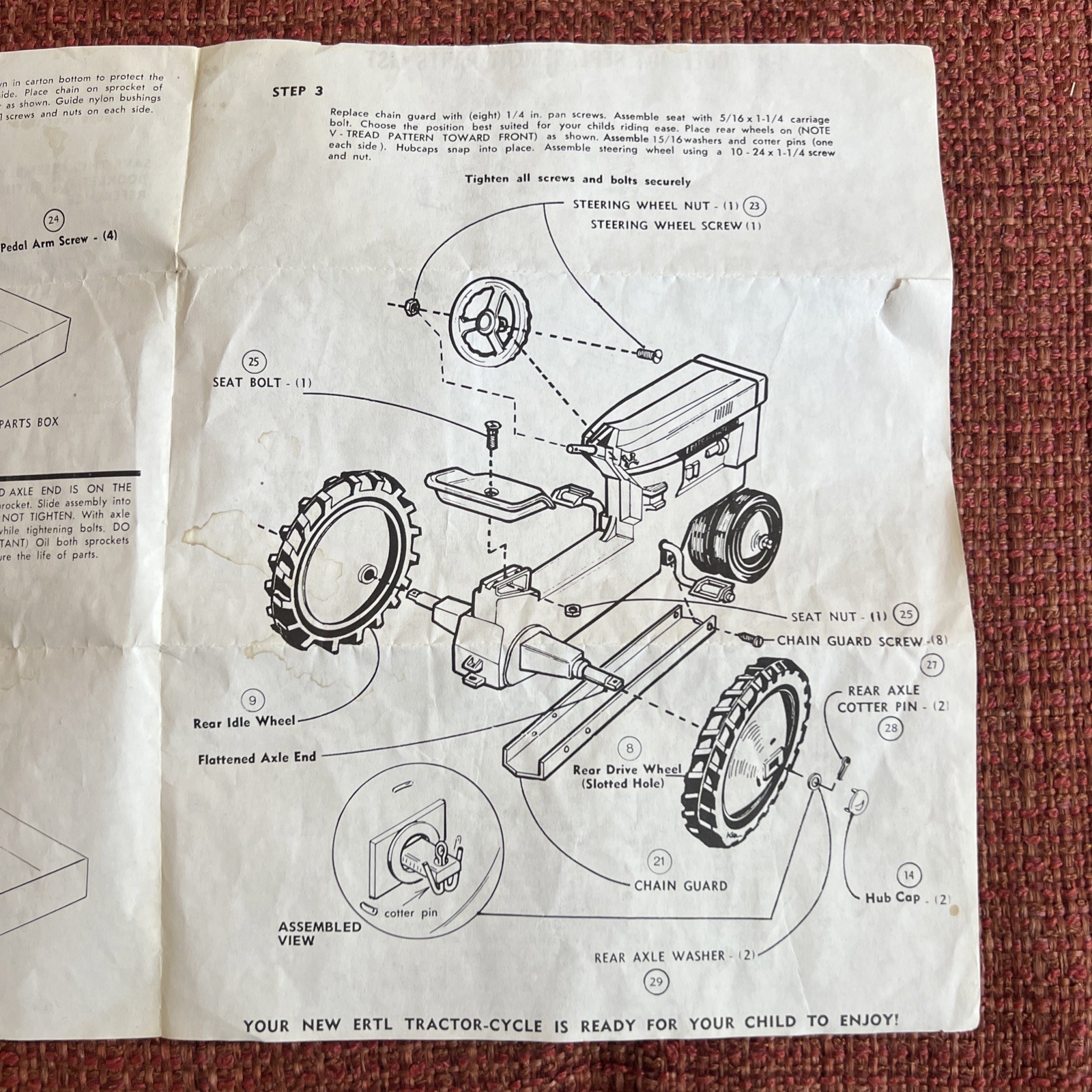 Vintage ERTL International Harvester Pedal Tractor Assembly Instructions