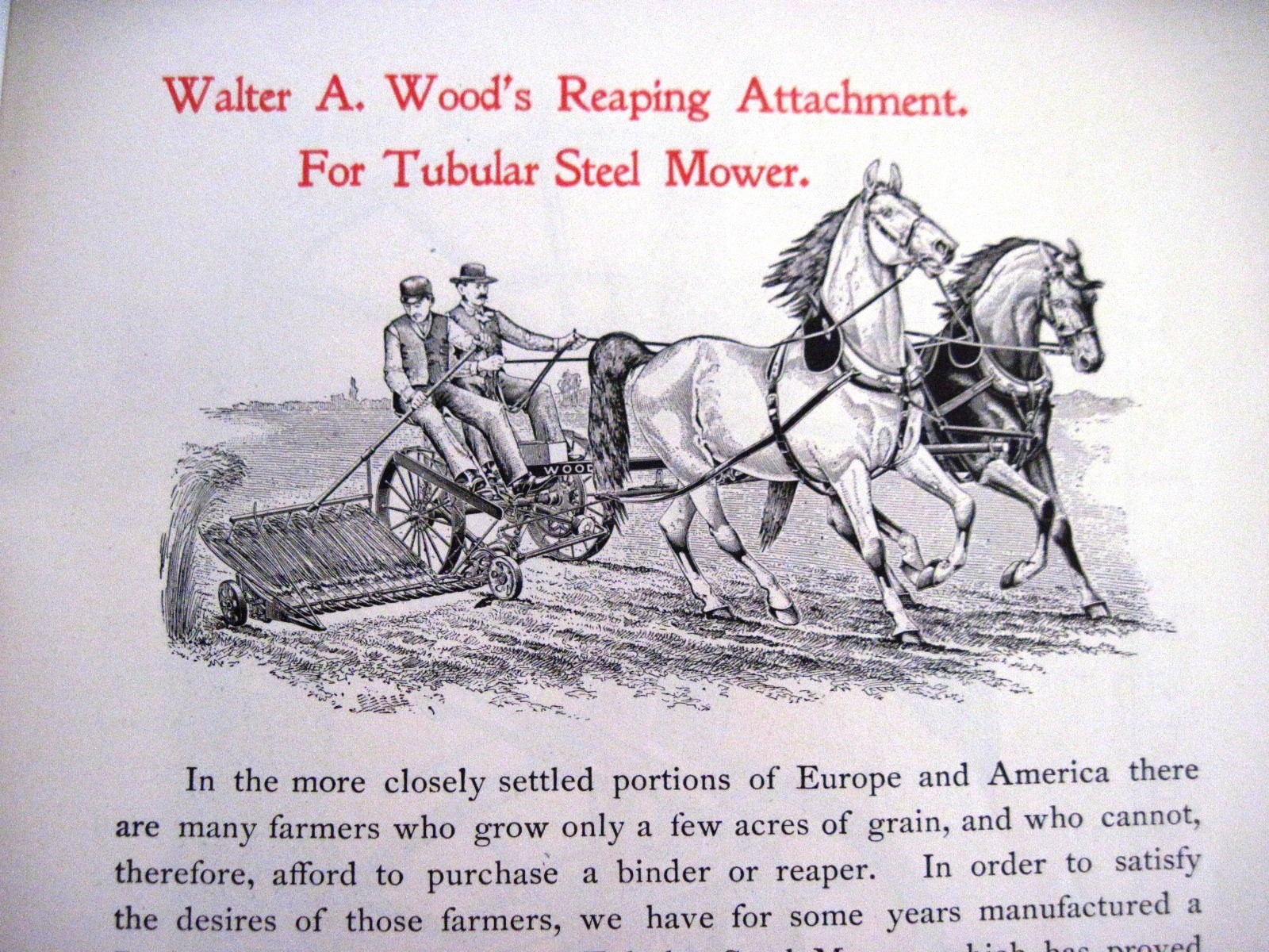 Stunning 1895 « Walter A. Wood » Mowing & Reaping Farm Machine Co.Catalog *