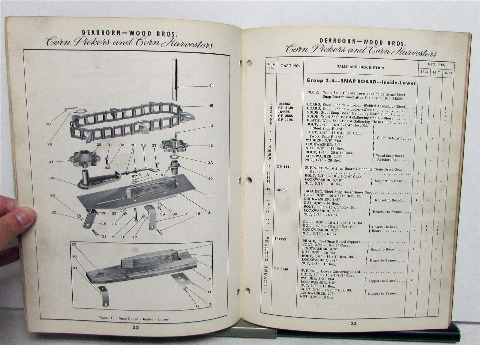 1956 Ford Corn Picker/Harvester Specs Diagrams Agriculture Sales Parts Book