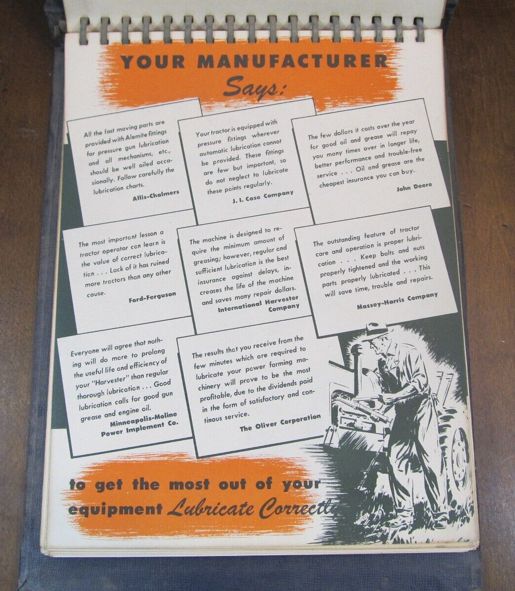 Vintage Book Alemite Prescribed Lubrication For Farm Machinery 1945 Guide
