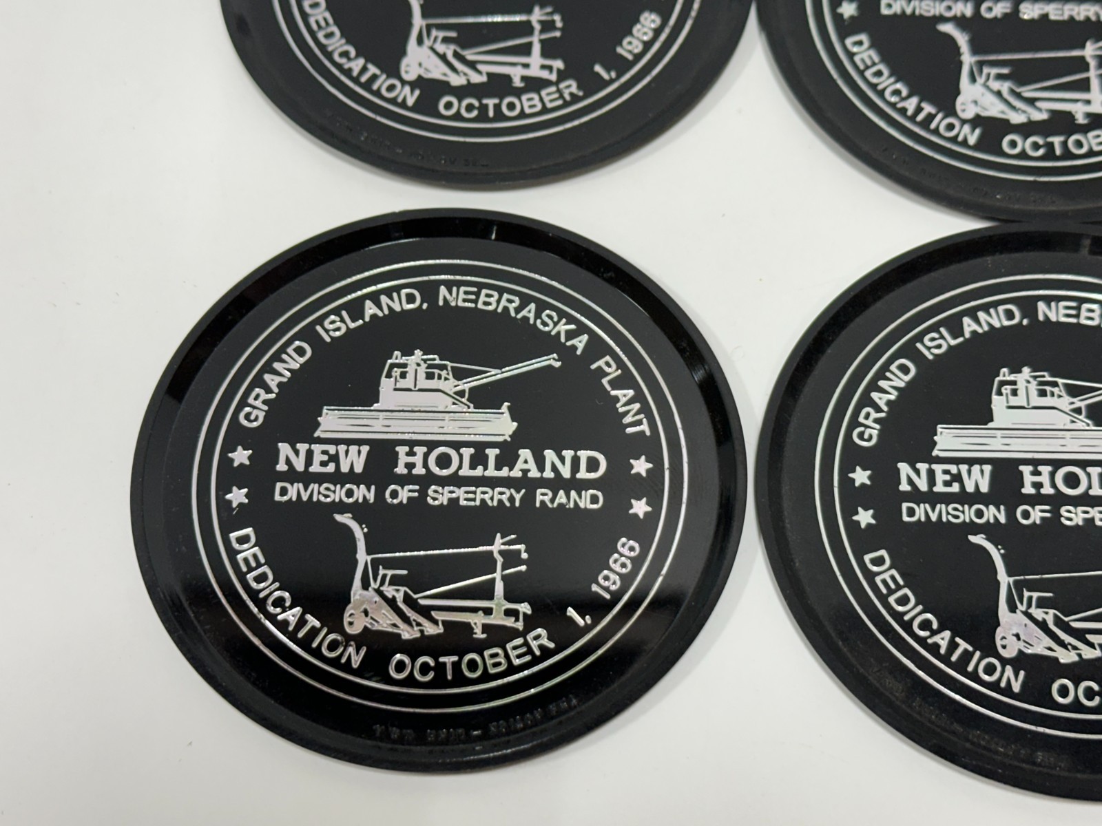Vintage New Holland Grand Island, Nebraska plant collectible coasters 1966
