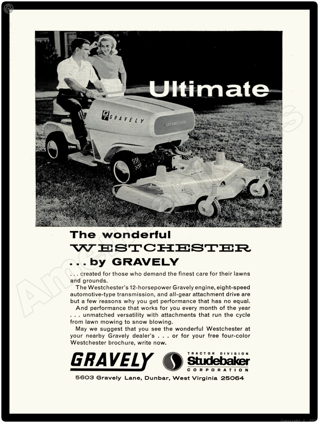1964 Gravely Lawn Mowers, Garden Tractors New Metal Sign: Westchester Model