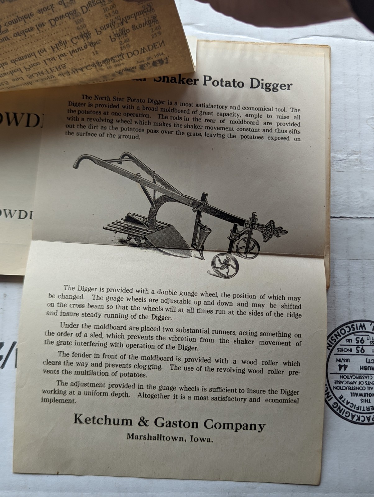 Dowden Digger Catalog Prairie City Marshalltown Iowa Advertising Ketchum Gaston
