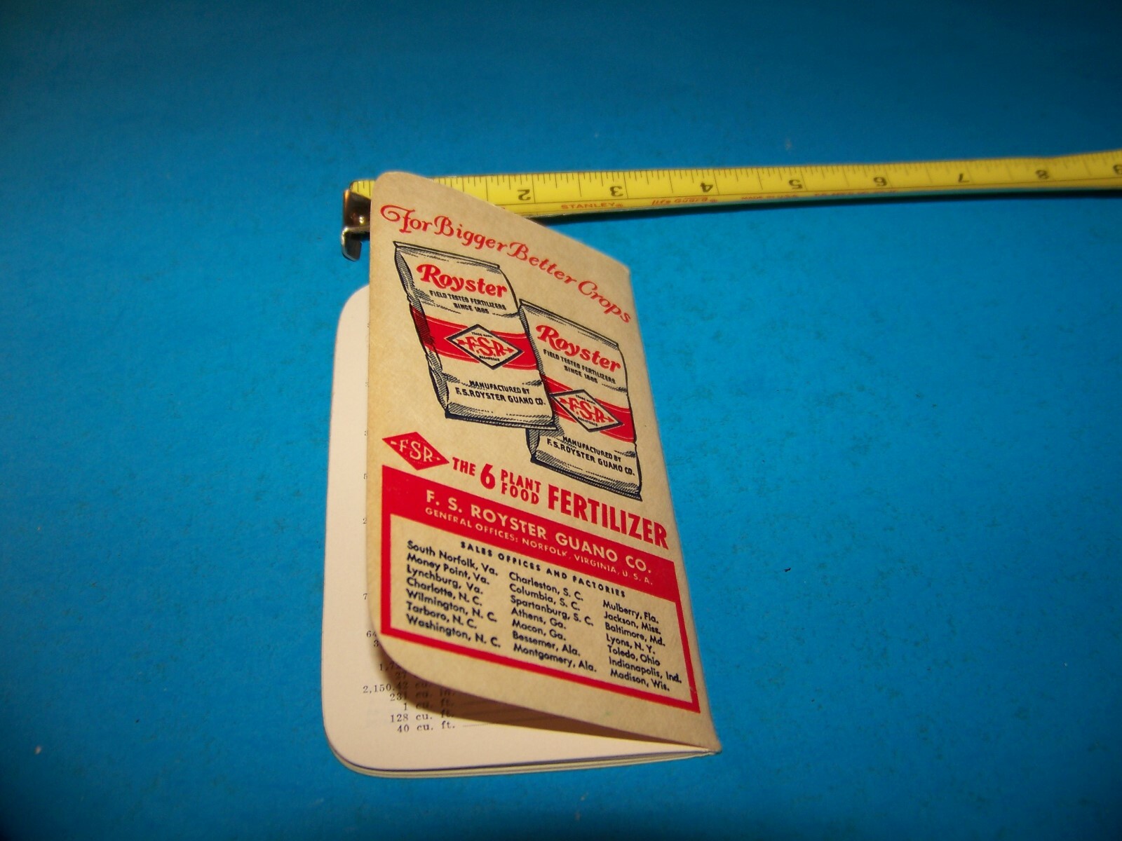 Royster Fertilizer « Daily Reminder » Memo Booklet 1957 F.S. Royster Guano Comp.