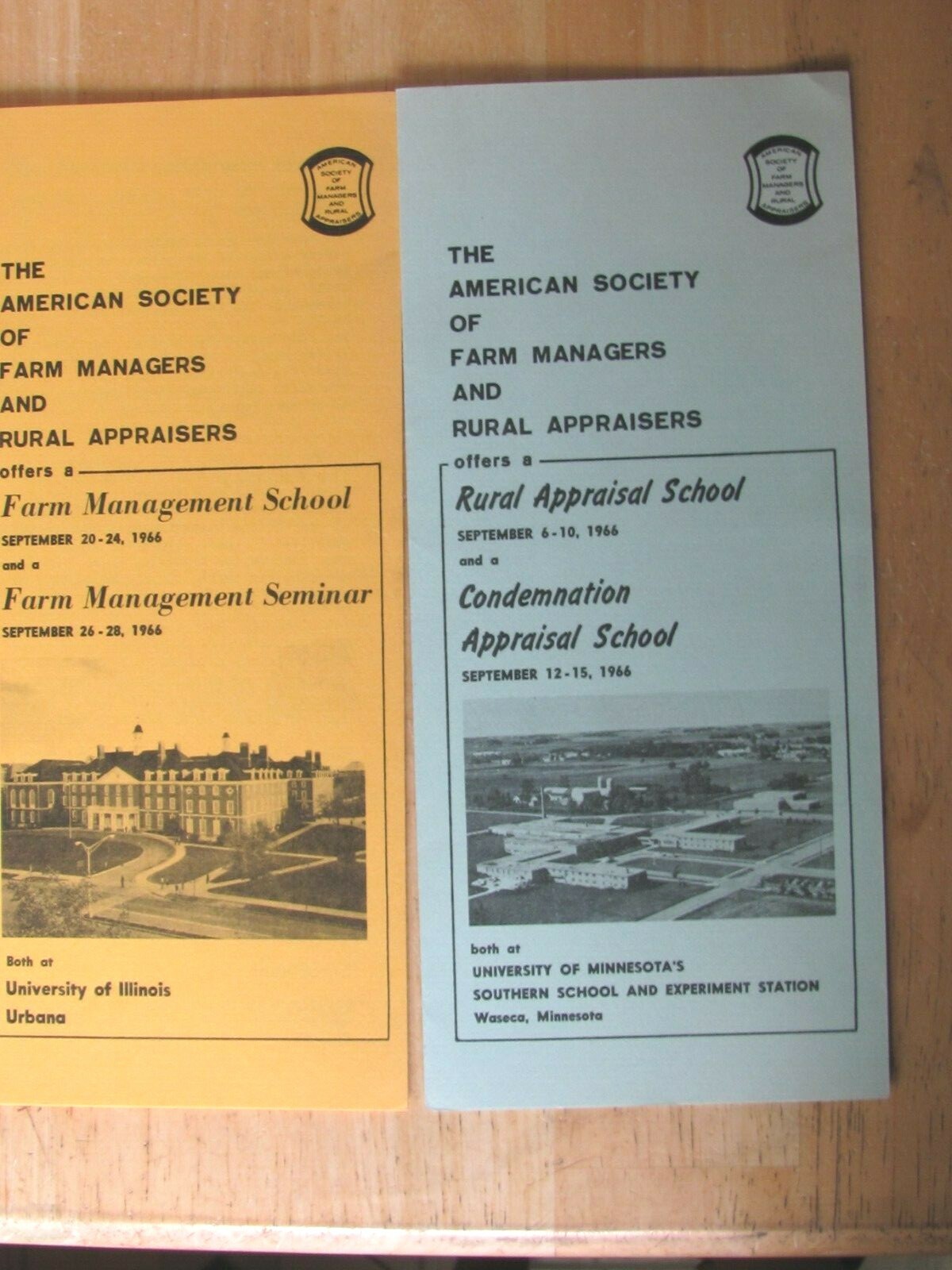 1966 AMERICAN FARM MANAGER & APPRAISER SCHOOL BROCHURE ILLINOIS MINNESOTA