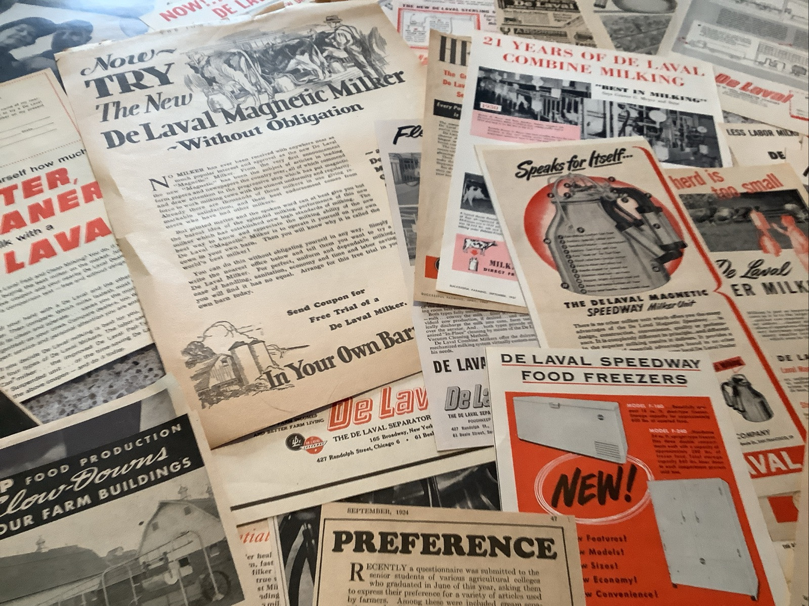 Lot Of 50+ De Laval Products Print Farm Magazine Ads 1920-1960s Milkers Vintage