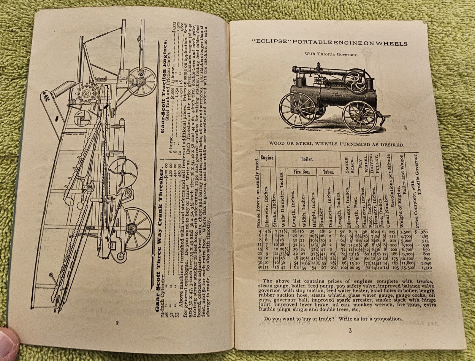 Antique Vintage circa 1900 Thresher Steam Engine Tractor Farm Equipment Catalog