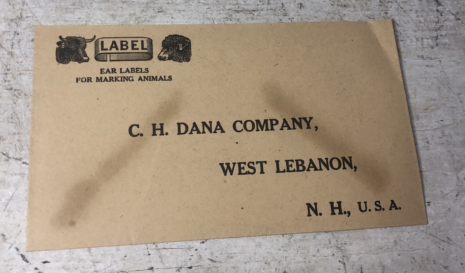 Vintage CH Dana Company Livestock Labels Order Sheet & Return Envelope NH
