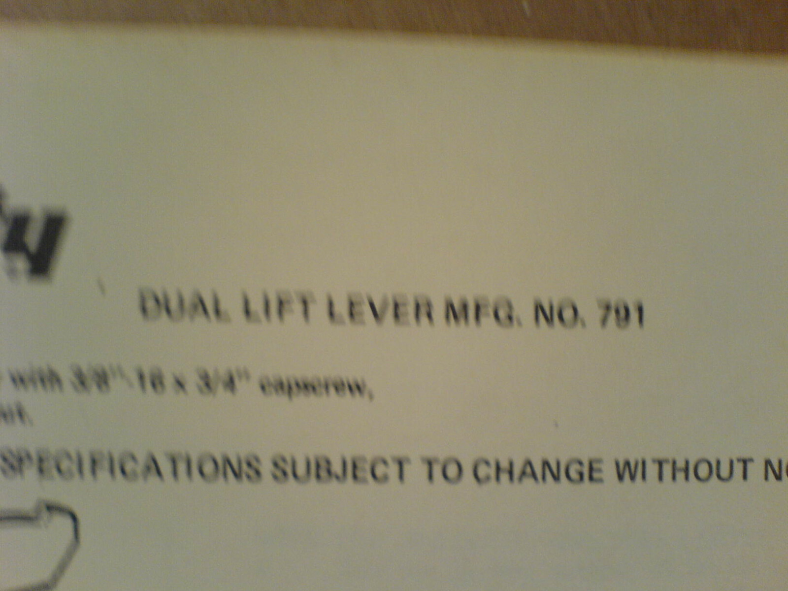 SIMPLICITY NO. 791 DUAL LIFT LEVER OPERATORS, ASSEMBLY, PARTS MANUAL