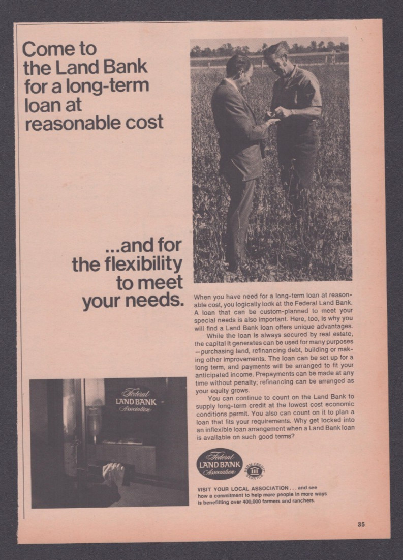 1974 Print Ad Federal Land Bank Association Farm Credit Service Loan Reasonable