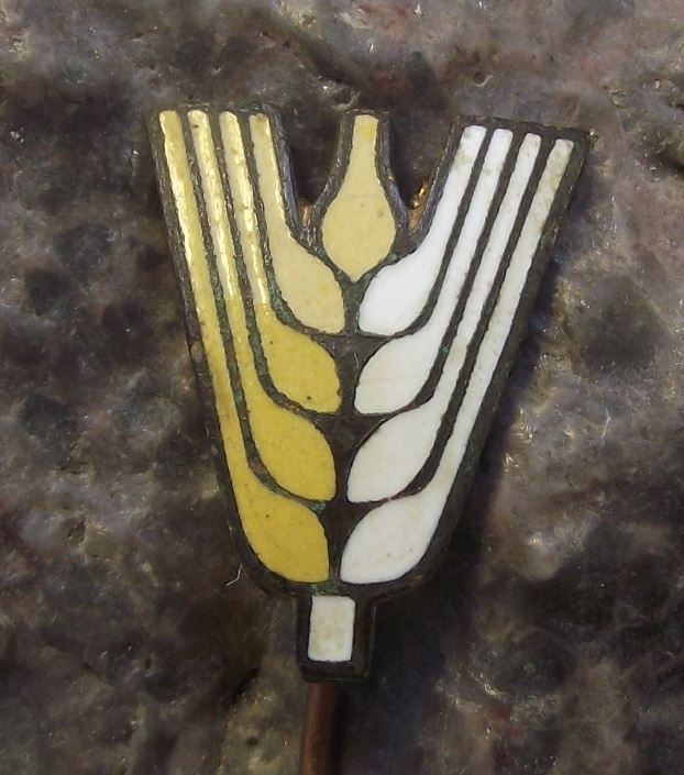 Antique Wheat Ear Grass Logo Motif Farming Farm Worker Agriculture Pin Badge
