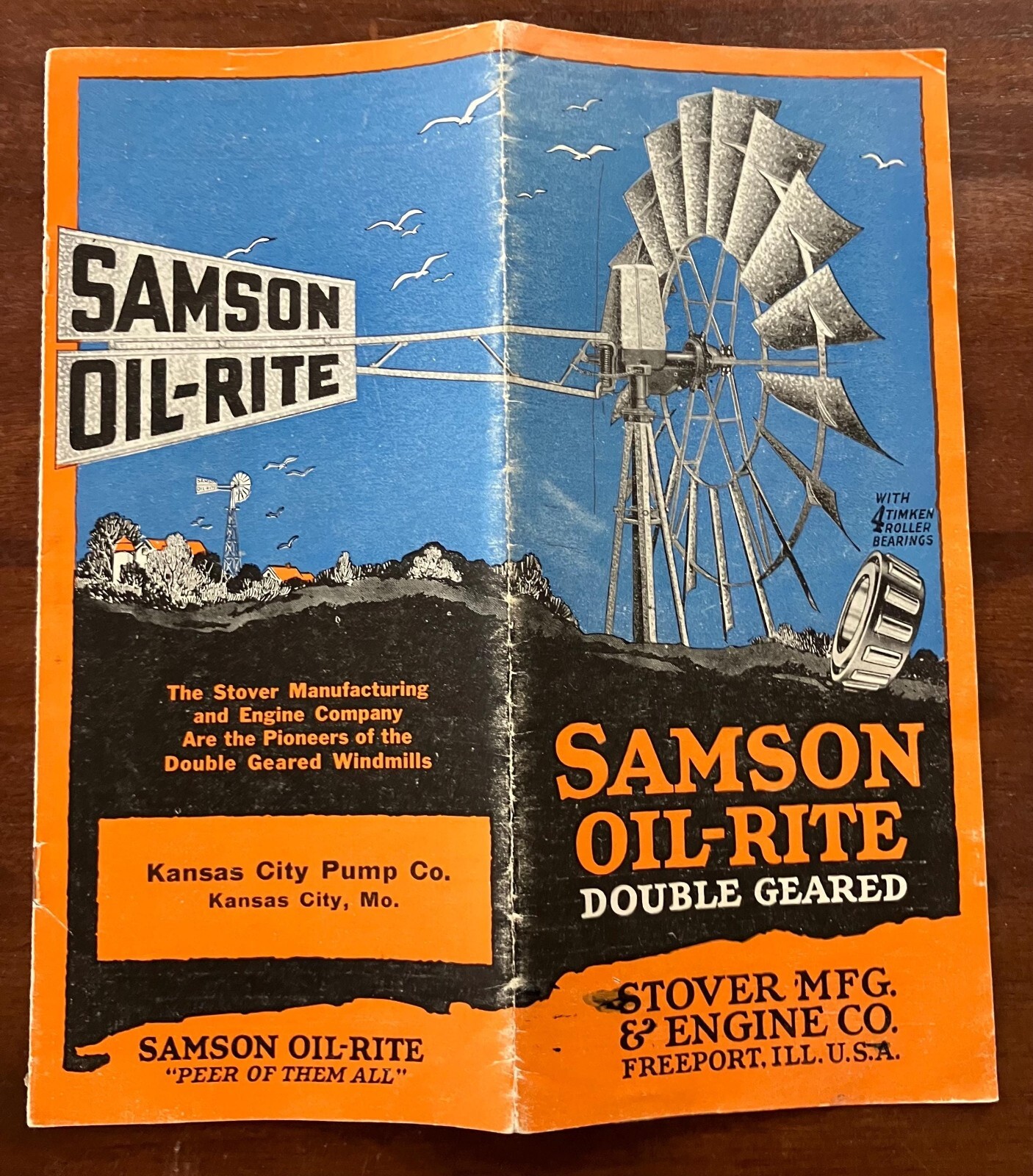 SCARCE! 1927 Samson Oil-Rite Double Geared Windmill Fold Out Brochure Advert