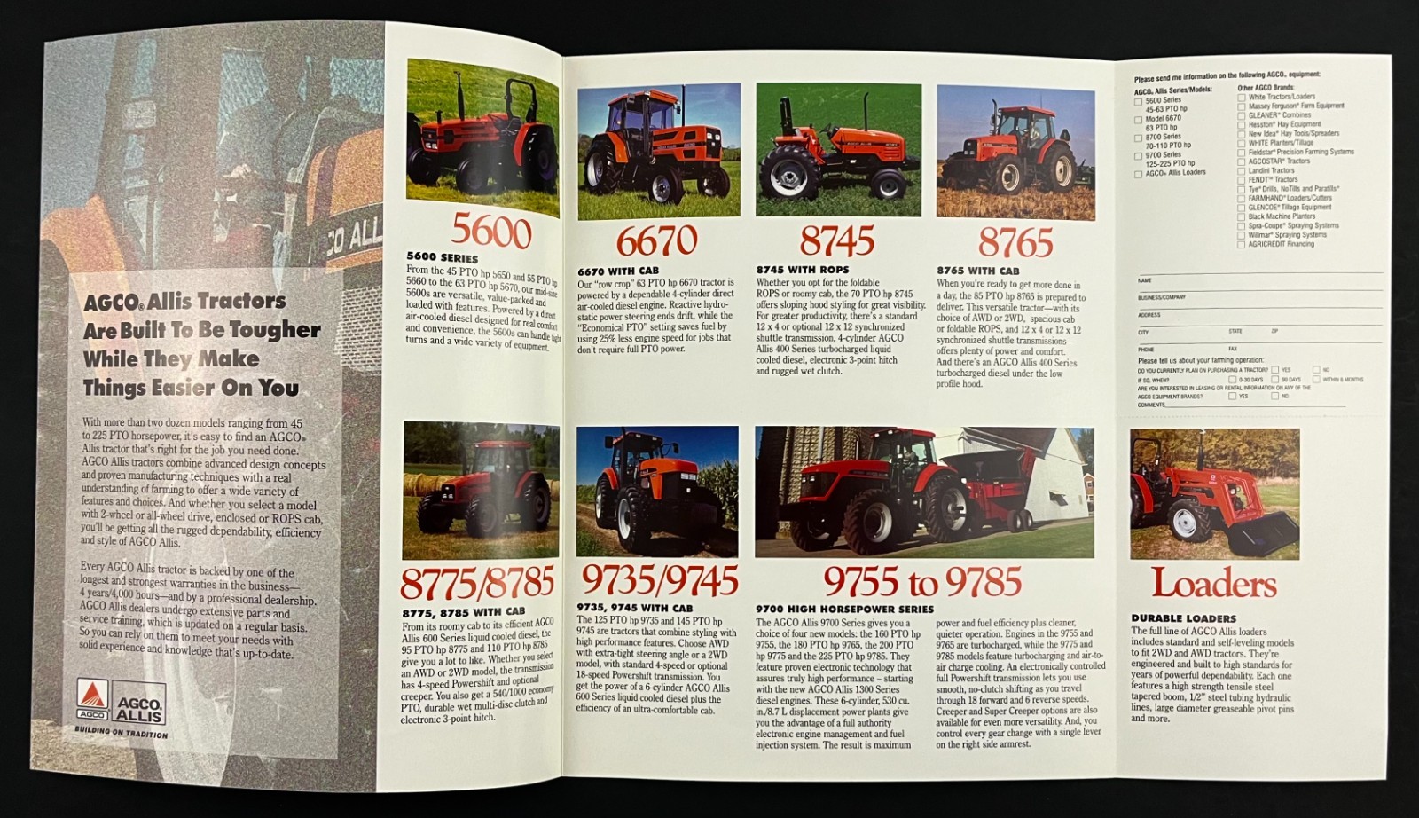 2002 Agco Allis Tractors New Models Farming Dealer Catalog Brochure Order Form