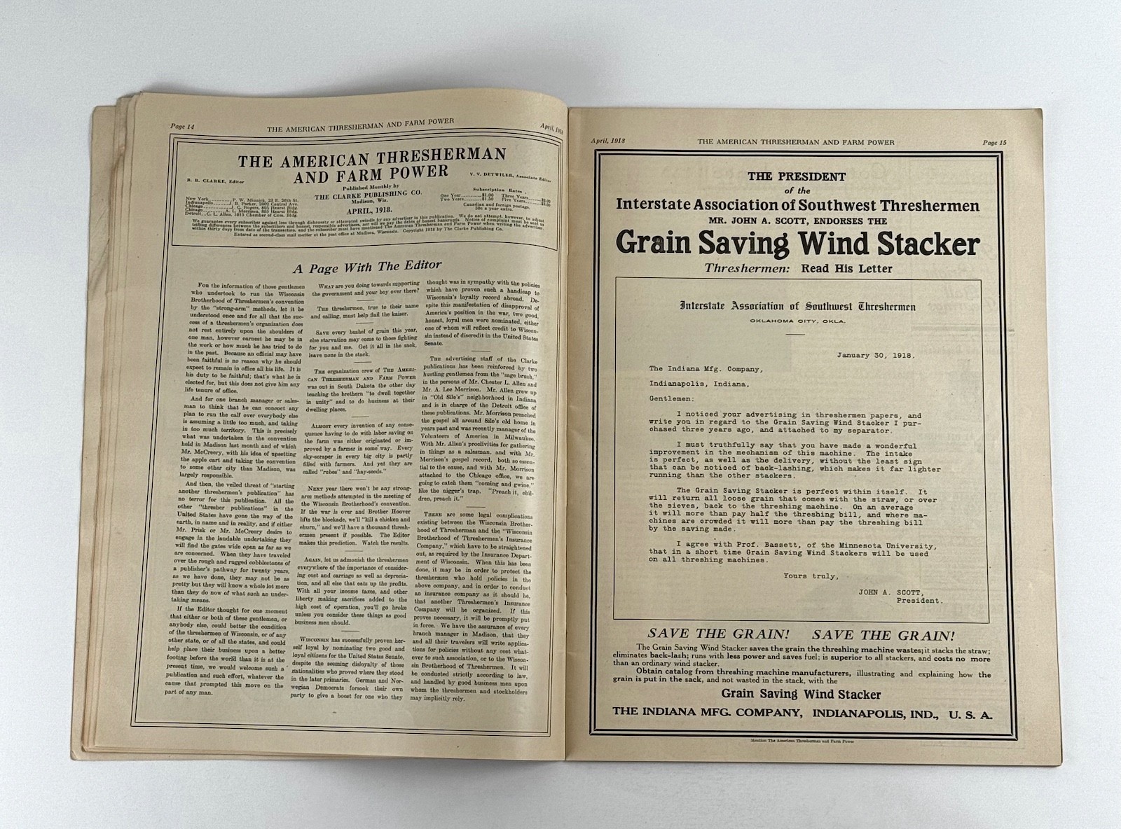 The American Thresherman & Farm Power MAGAZINE April 1918 MADISON, WIS.