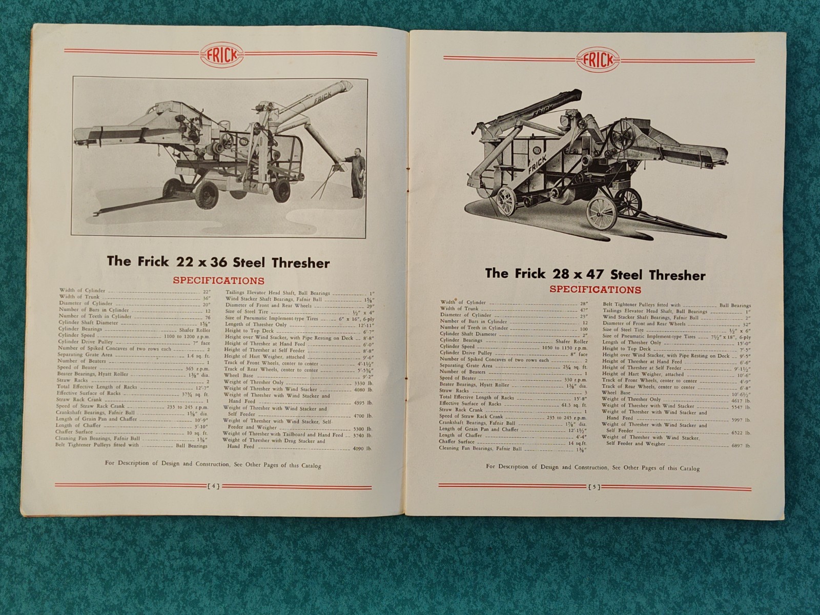 Frick Steel Threshers Catalog # 76-B Original