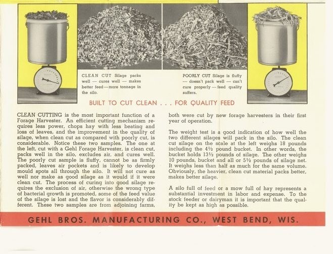 Gehl Bros. vintage 1949 brochure Forage Harvester; Caldwell, Idaho Equipment Co.